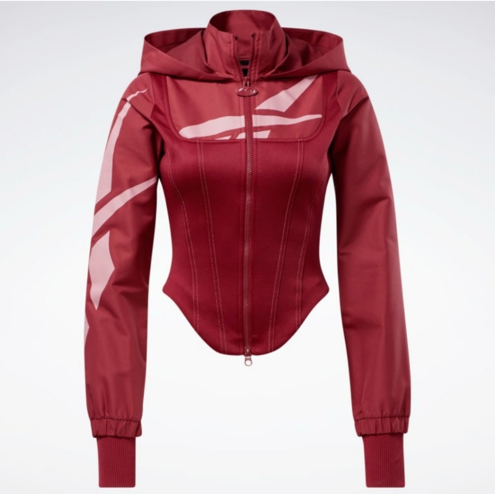 Reebok Cardi B Corset Red Zip up Hoodie Triathlon Red